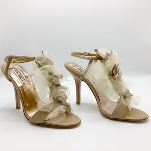 Badgley Mischka Women's Dreamy T-Strap Sandals Tan Leather Size 7.5M